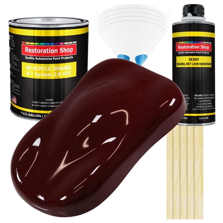 Restoration Shop - Carmine Red Acrylic Enamel Auto Paint, Complete Gallon Paint Kit, Single Stage High Gloss