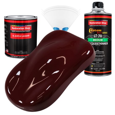 Restoration Shop - Carmine Red Acrylic Lacquer Auto Paint - Complete Quart Paint Kit with Medium Thinner