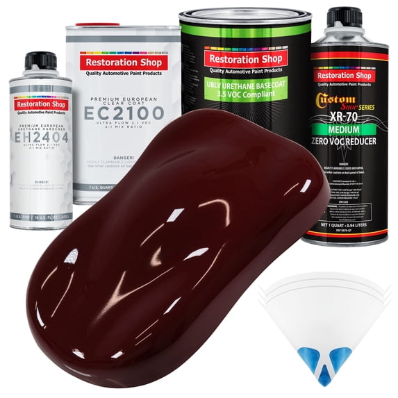 Restoration Shop - Carmine Red - Low V.O.C. Urethane Basecoat with European Clearcoat Auto Paint - Complete Quart Paint Color Kit - Automotive Coating