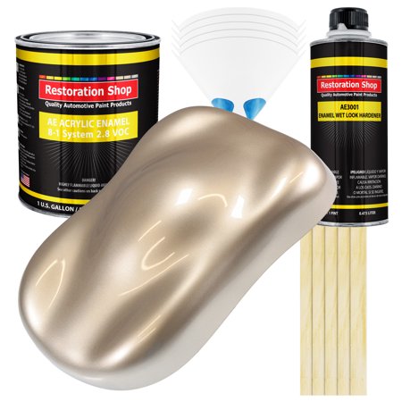 Restoration Shop - Cashmere Gold Metallic Acrylic Enamel Auto Paint, Complete Gallon Paint Kit, Single Stage High Gloss