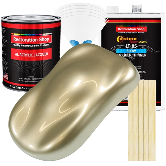 Restoration Shop - Champagne Gold Metallic Acrylic Lacquer Auto Paint - Complete Gallon Paint Kit with Slow Thinner
