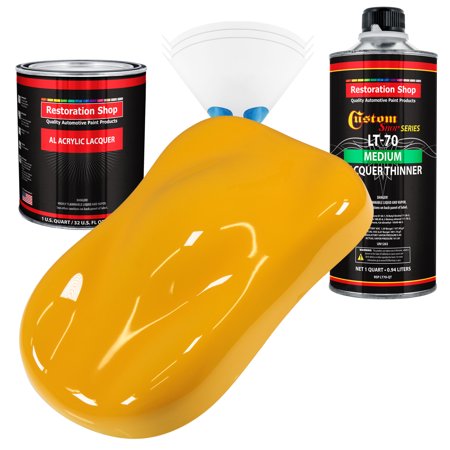 Restoration Shop - Citrus Yellow Acrylic Lacquer Auto Paint - Complete Quart Paint Kit with Medium Thinner
