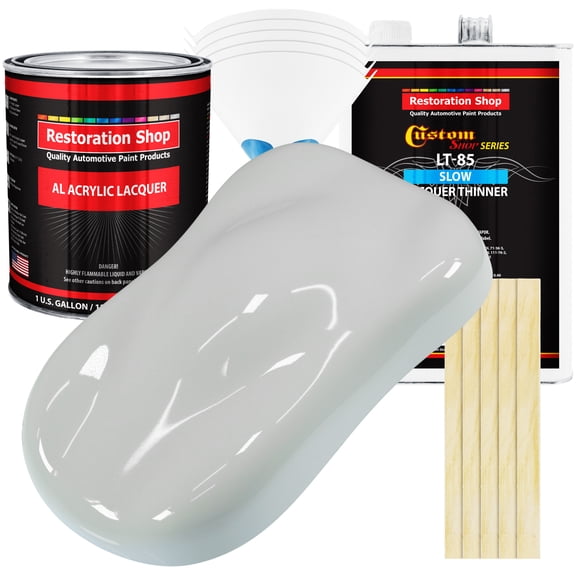 Restoration Shop - Classic White Acrylic Lacquer Auto Paint - Complete Gallon Paint Kit with Slow Thinner