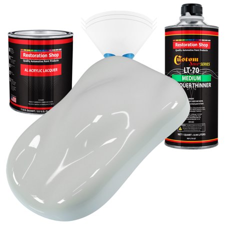 Restoration Shop - Classic White Acrylic Lacquer Auto Paint - Complete Quart Paint Kit with Medium Thinner