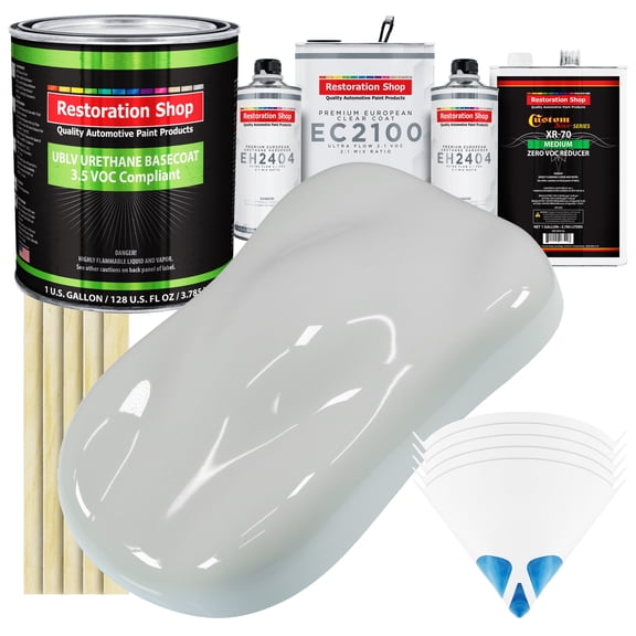Restoration Shop - Classic White - Low V.O.C. Urethane Basecoat with European Clearcoat Auto Paint - Complete Gallon Paint Color Kit - Automotive Coating