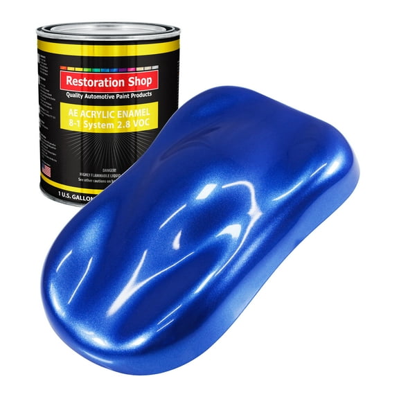 Restoration Shop Cobalt Blue Firemist Acrylic Enamel Auto Paint - Gallon Paint Color Only - Single Stage High Gloss