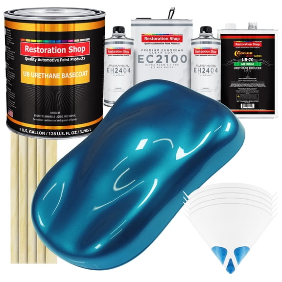 Restoration Shop - Cobra Blue Metallic Urethane Basecoat with European Clearcoat Auto Paint - Complete Gallon Paint Color Kit - Automotive Refinish Coating