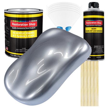 Restoration Shop - Cool Gray Metallic Acrylic Enamel Auto Paint, Complete Gallon Paint Kit, Single Stage High Gloss