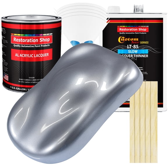 Restoration Shop - Cool Gray Metallic Acrylic Lacquer Auto Paint - Complete Gallon Paint Kit with Slow Thinner
