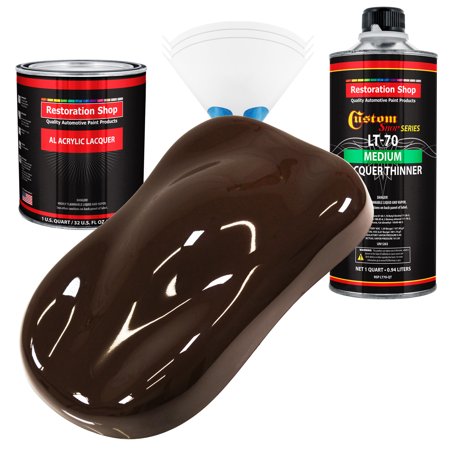Restoration Shop - Dakota Brown Acrylic Lacquer Auto Paint - Complete Quart Paint Kit with Medium Thinner