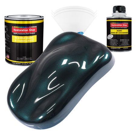 Restoration Shop Dark Turquoise Metallic Acrylic Enamel Auto Paint - Complete Quart Paint Kit - Single Stage High Gloss