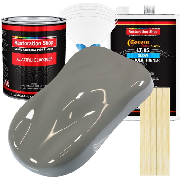 Restoration Shop - Dove Gray Acrylic Lacquer Auto Paint - Complete Gallon Paint Kit with Slow Thinner