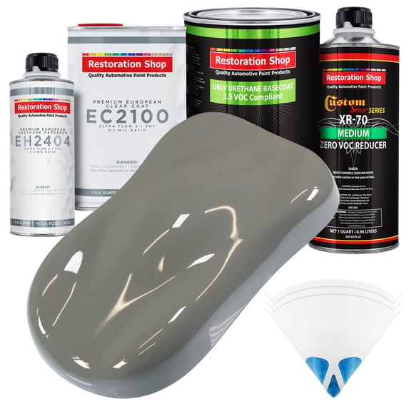 Restoration Shop - Dove Gray - Low V.O.C. Urethane Basecoat with European Clearcoat Auto Paint - Complete Quart Paint Color Kit - Automotive Coating