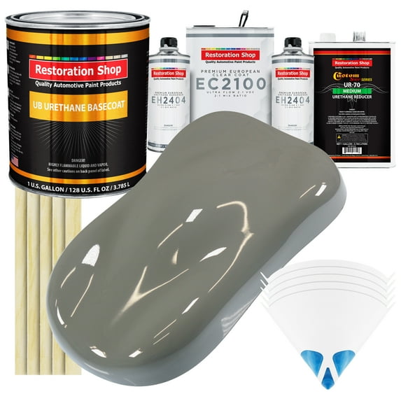 Restoration Shop - Dove Gray Urethane Basecoat with European Clearcoat Auto Paint - Complete Gallon Paint Color Kit - Automotive Refinish Coating