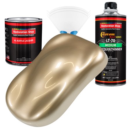 Restoration Shop - Driftwood Beige Metallic Acrylic Lacquer Auto Paint - Complete Quart Paint Kit with Medium Thinner