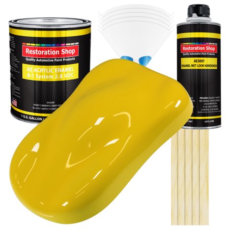 Restoration Shop - Electric Yellow Acrylic Enamel Auto Paint, Complete Gallon Paint Kit, Single Stage High Gloss