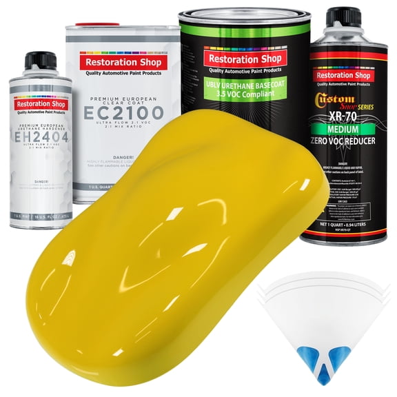 Restoration Shop - Electric Yellow - Low V.O.C. Urethane Basecoat with European Clearcoat Auto Paint - Complete Quart Paint Color Kit - Automotive Coating