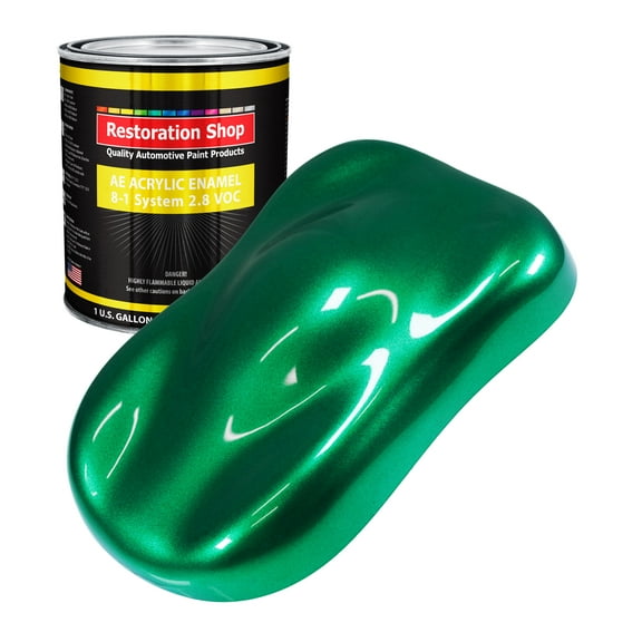 Restoration Shop Emerald Green Metallic Acrylic Enamel Auto Paint - Gallon Paint Color Only - Single Stage High Gloss