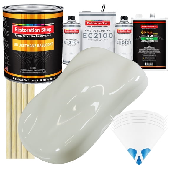 Restoration Shop - Ermine White Urethane Basecoat with European Clearcoat Auto Paint - Complete Gallon Paint Color Kit - Automotive Refinish Coating
