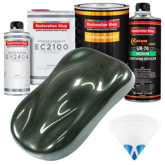 Restoration Shop - Fathom Green Firemist Urethane Basecoat with European Clearcoat Auto Paint - Complete Quart Paint Color Kit - Automotive Refinish Coating