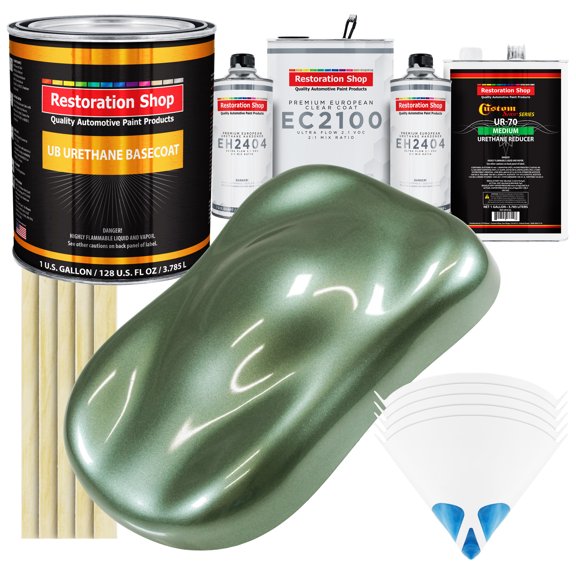 Restoration Shop - Fern Green Metallic Urethane Basecoat with European Clearcoat Auto Paint - Complete Gallon Paint Color Kit - Automotive Refinish Coating
