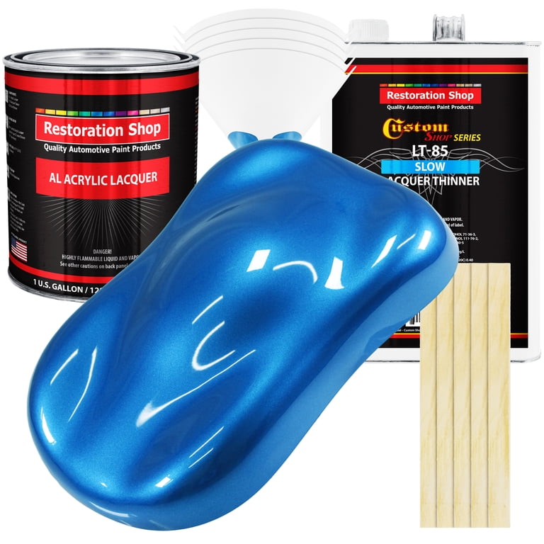 Restoration Shop - Fiji Blue Metallic Acrylic Lacquer Auto Paint - Complete Gallon Paint Kit with Slow Thinner Restoration Shop - Fiji Blue Metallic Acrylic Lacquer Auto Paint - Complete Gallon Paint Kit with Slow Thinner