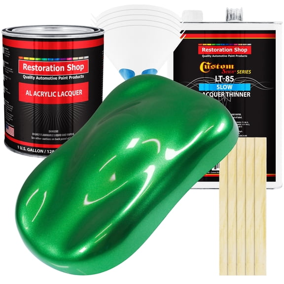 Restoration Shop - Firemist Green Acrylic Lacquer Auto Paint - Complete Gallon Paint Kit with Slow Thinner