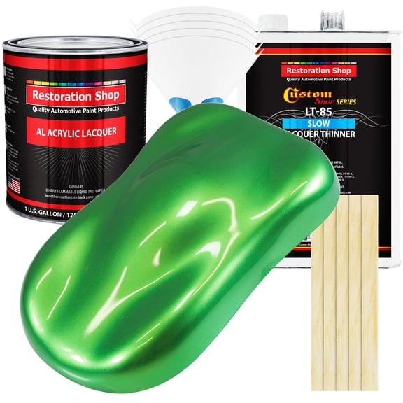 Restoration Shop - Firemist Lime Acrylic Lacquer Auto Paint - Complete Gallon Paint Kit with Slow Thinner