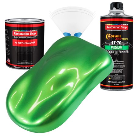 Restoration Shop - Firemist Lime Acrylic Lacquer Auto Paint - Complete Quart Paint Kit with Medium Thinner