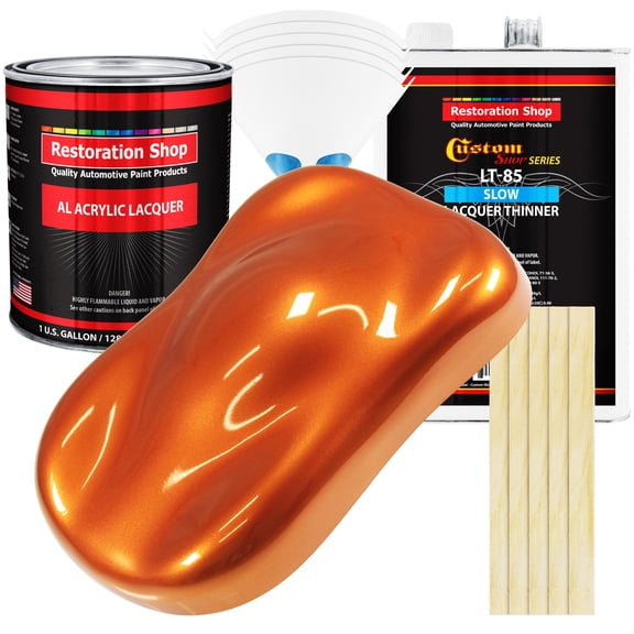 Restoration Shop - Firemist Orange Acrylic Lacquer Auto Paint - Complete Gallon Paint Kit with Slow Thinner