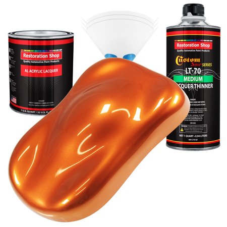 Restoration Shop - Firemist Orange Acrylic Lacquer Auto Paint - Complete Quart Paint Kit with Medium Thinner