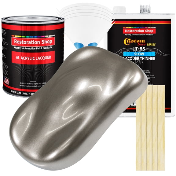 Restoration Shop - Firemist Pewter Silver Acrylic Lacquer Auto Paint - Complete Gallon Paint Kit with Slow Thinner