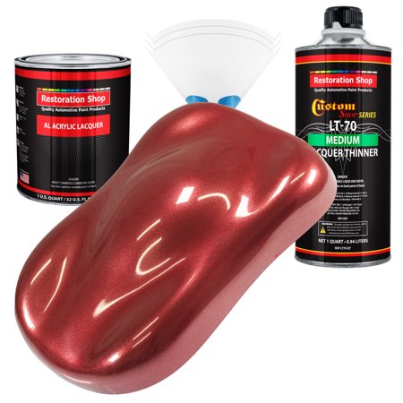 Restoration Shop - Firemist Red Acrylic Lacquer Auto Paint - Complete Quart Paint Kit with Medium Thinner
