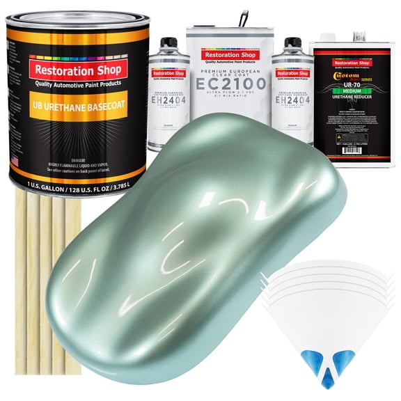 Restoration Shop - Frost Green Metallic Urethane Basecoat with European Clearcoat Auto Paint - Complete Gallon Paint Color Kit - Automotive Refinish Coating