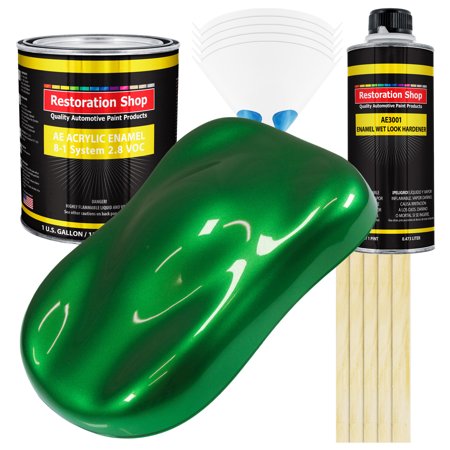 Restoration Shop - Gasser Green Metallic Acrylic Enamel Auto Paint, Complete Gallon Paint Kit, Single Stage High Gloss