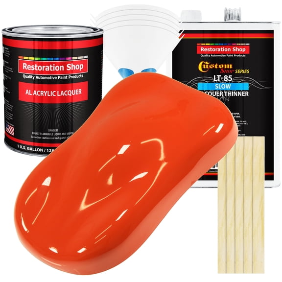 Restoration Shop - General Lee Orange Acrylic Lacquer Auto Paint - Complete Gallon Paint Kit with Slow Thinner