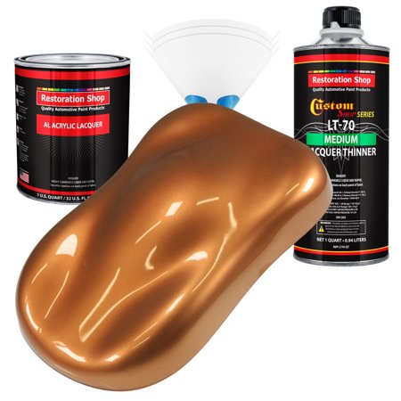Restoration Shop - Ginger Metallic Acrylic Lacquer Auto Paint - Complete Quart Paint Kit with Medium Thinner