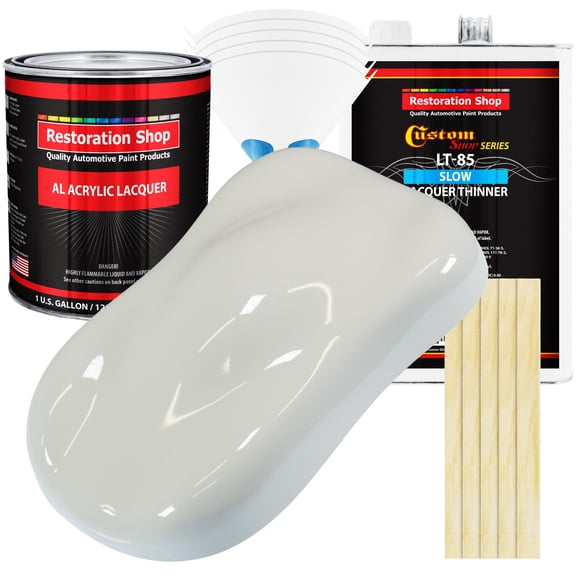 Restoration Shop - Gm Linen White Acrylic Lacquer Auto Paint - Complete Gallon Paint Kit with Slow Thinner