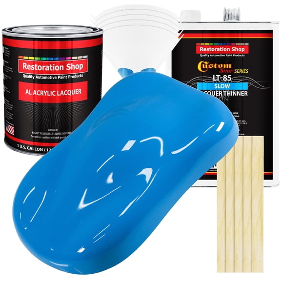 Restoration Shop - Grabber Blue Acrylic Lacquer Auto Paint - Complete Gallon Paint Kit with Slow Thinner
