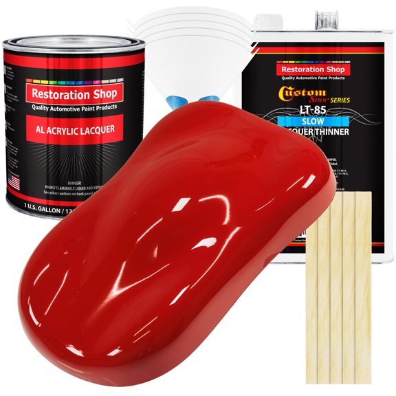 Restoration Shop - Graphic Red Acrylic Lacquer Auto Paint - Complete Gallon Paint Kit with Slow Thinner