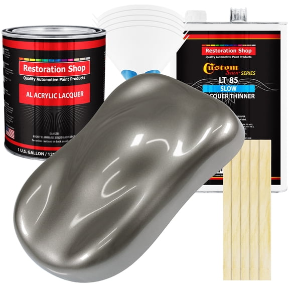 Restoration Shop - Graphite Gray Metallic Acrylic Lacquer Auto Paint - Complete Gallon Paint Kit with Slow Thinner