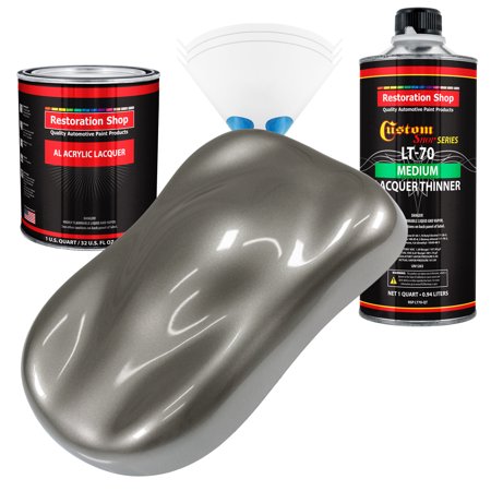 Restoration Shop - Graphite Gray Metallic Acrylic Lacquer Auto Paint - Complete Quart Paint Kit with Medium Thinner