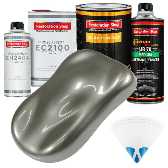 Restoration Shop - Graphite Gray Metallic Urethane Basecoat with European Clearcoat Auto Paint - Complete Quart Paint Color Kit - Automotive Refinish Coating