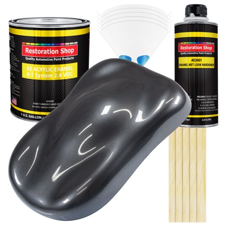 Restoration Shop - Gunmetal Grey Metallic Acrylic Enamel Auto Paint, Complete Gallon Paint Kit, Single Stage High Gloss