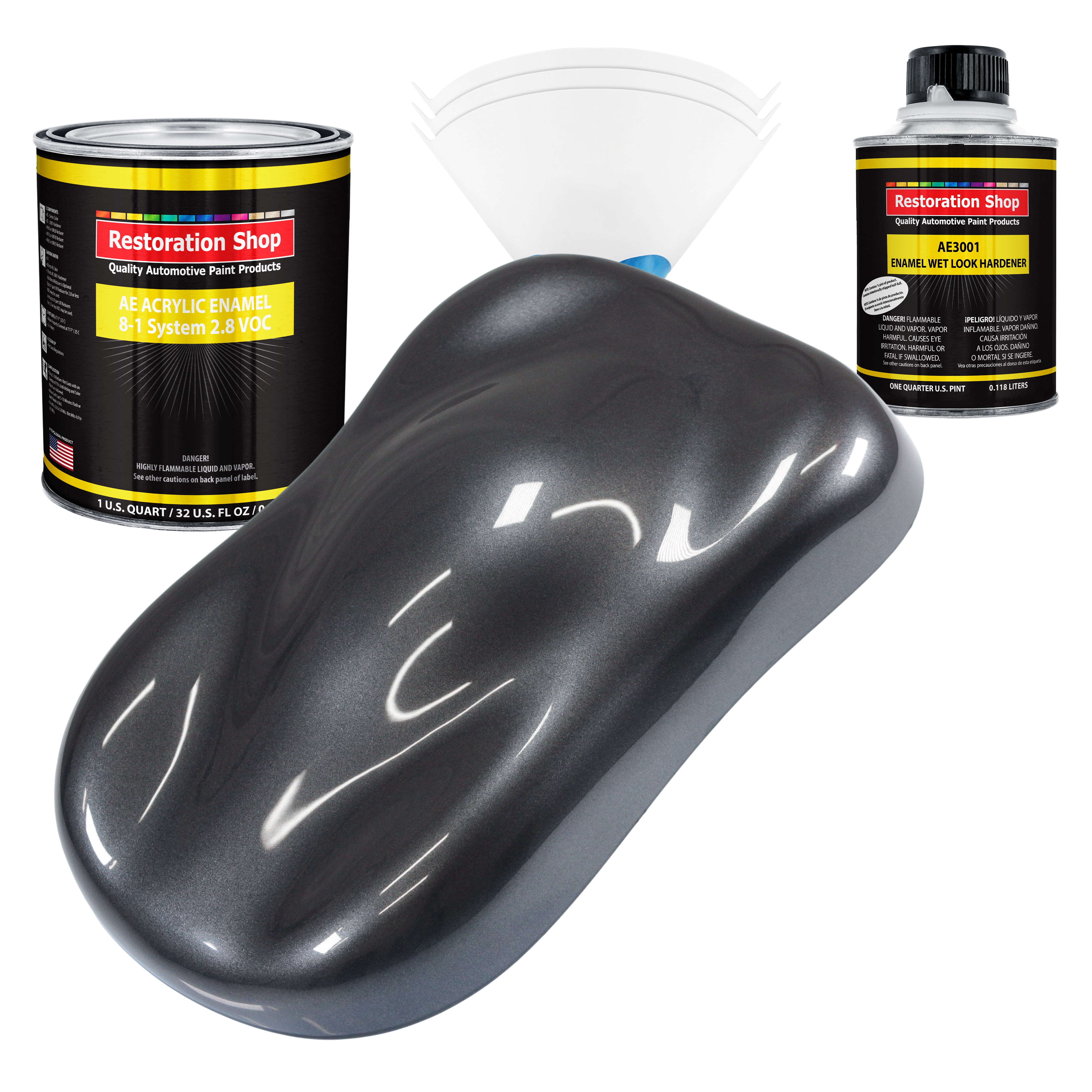 Restoration Shop - Gunmetal Grey Metallic Acrylic Enamel Auto Paint - Complete Quart Paint Kit - Single Stage High Gloss