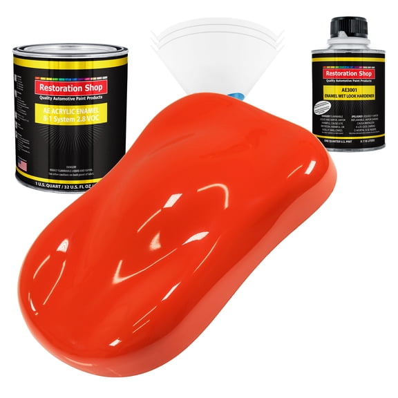 Restoration Shop - Hemi Orange Acrylic Enamel Auto Paint - Complete Quart Paint Kit - Single Stage High Gloss