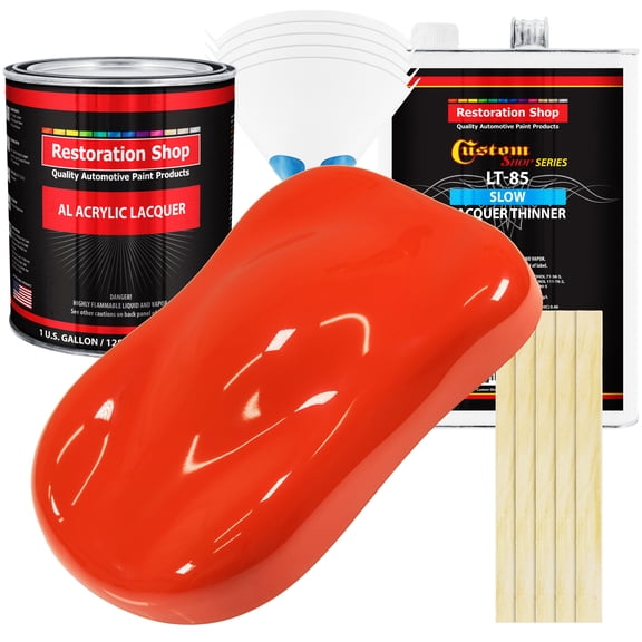 Restoration Shop - Hemi Orange Acrylic Lacquer Auto Paint - Complete Gallon Paint Kit with Slow Thinner