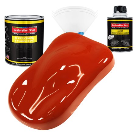 Restoration Shop - Hot Rod Red Acrylic Enamel Auto Paint - Complete Quart Paint Kit - Single Stage High Gloss