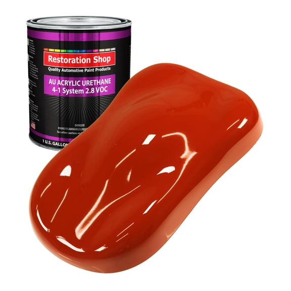 Restoration Shop Hot Rod Red Acrylic Urethane Auto Paint - Gallon Paint Color Only, Single Stage High Gloss