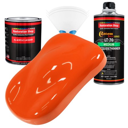 Restoration Shop - Hugger Orange Acrylic Lacquer Auto Paint - Complete Quart Paint Kit with Medium Thinner